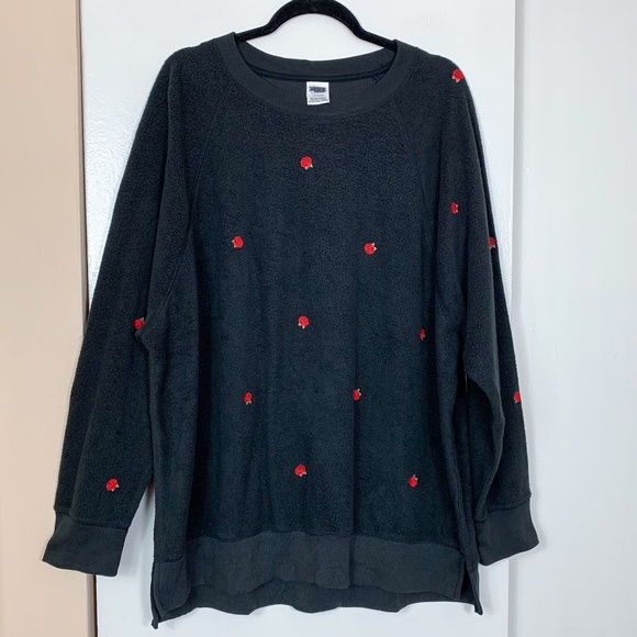 Victoria's Secret Pink Floral Teddy Crew Neck Sweatshirt - Picture 1 of 6